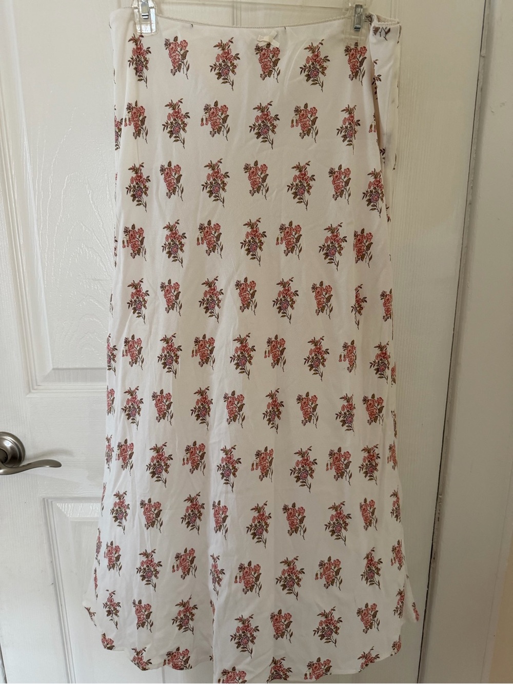 White Floral Maxi skirt with Pink Bouquet Print